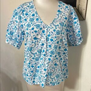 Draper James Blue Floral Top - Sz S